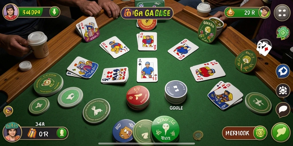 Screenshot gameplay 34R yang menampilkan keseruan bermain Gaple.