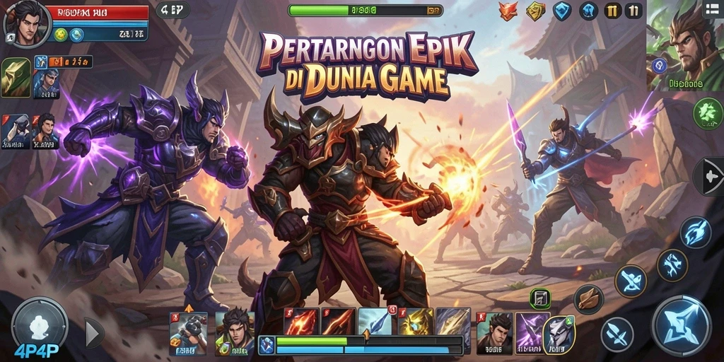 Tampilan gameplay 4P4P dengan pertarungan yang seru dan adrenalin tinggi.