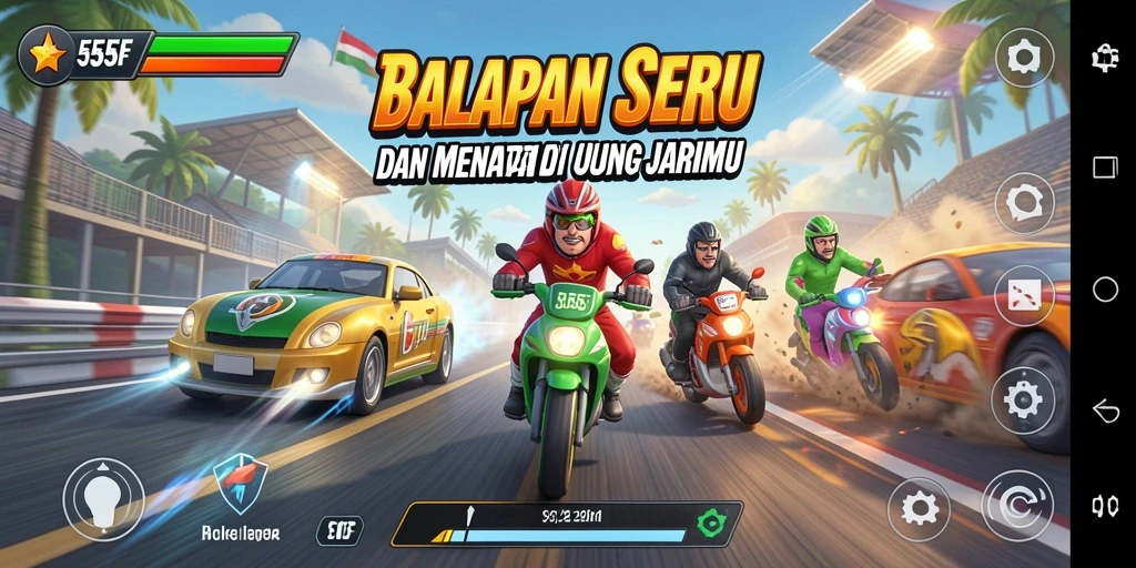Tampilan mendebarkan dari gameplay Racing 555F.