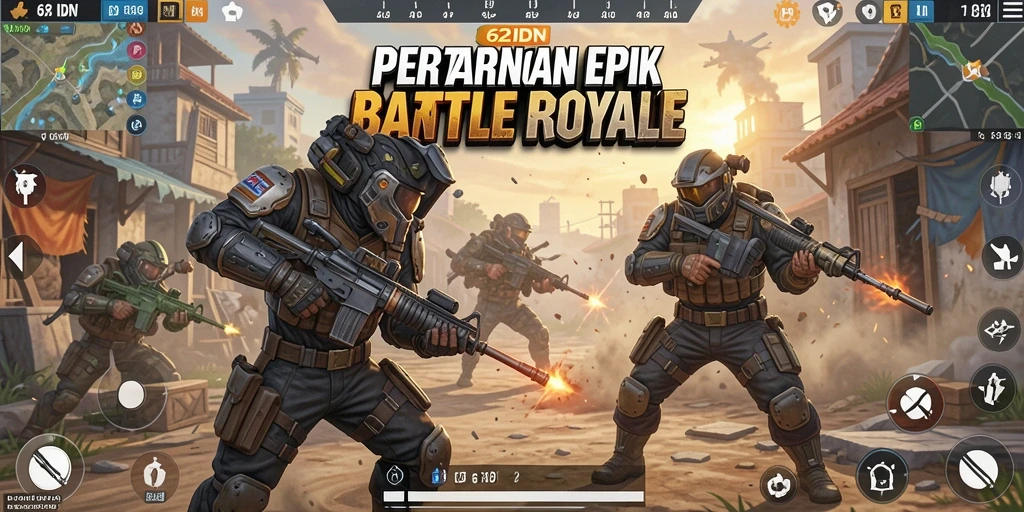 Tampilan aksi mendalam dari gameplay 62IDN Battle Royale.