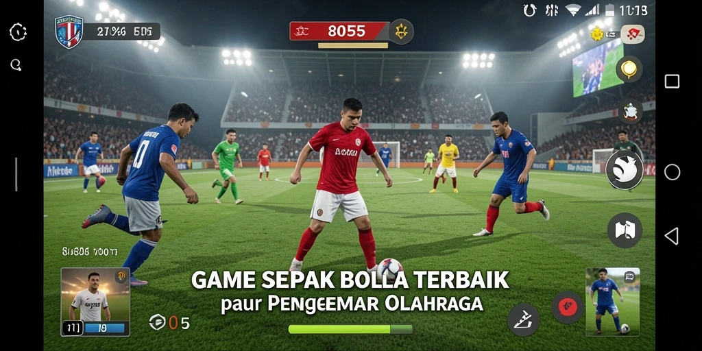 Tampilan gameplay seru dalam pertandingan sepak bola.