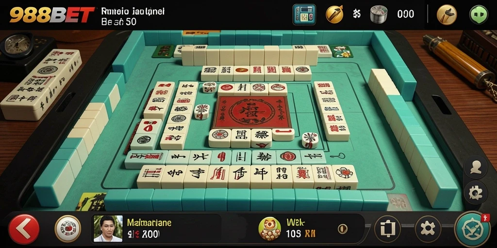 Screenshot gameplay Mahjong 988BET dengan grafis menakjubkan.