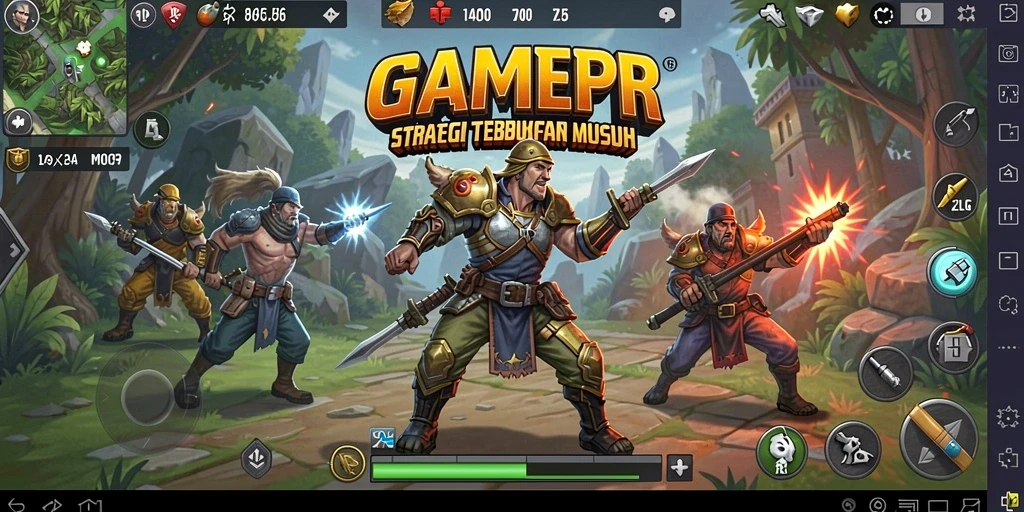 Tangkapan layar utama menunjukkan aksi pertempuran strategis di GAMERP.