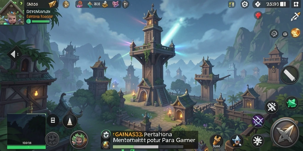 Gameplay menegangkan dalam GANAS33 yang memperlihatkan menara bertahan.