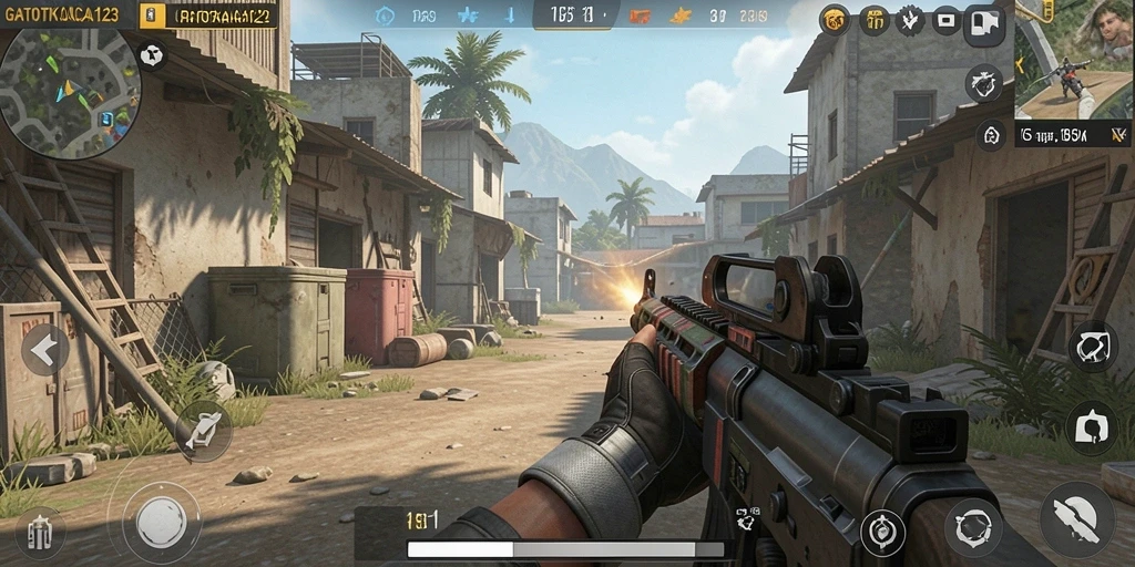 Tangkapan layar dari gameplay yang intens dalam GATOTKACA123.