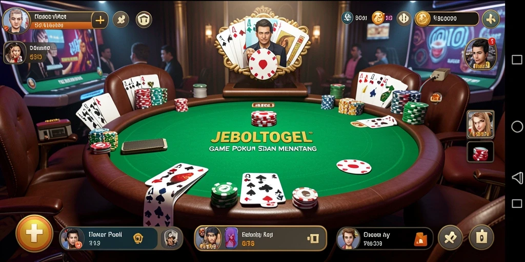 Tampilan gameplay menarik dari JEBOLTOGEL dengan elemen Poker yang seru.