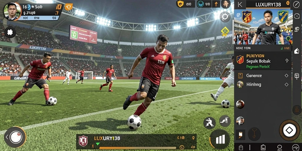 Tampilan menarik dari gameplay LUXURY138 di lapangan sepak bola.