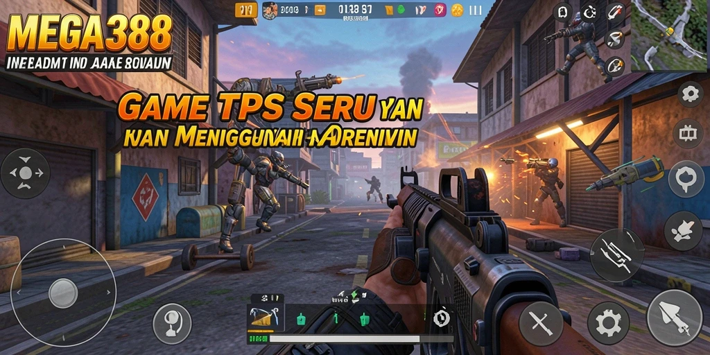 Screenshot utama MEGA388 menampilkan pertempuran TPS yang mengasyikkan.