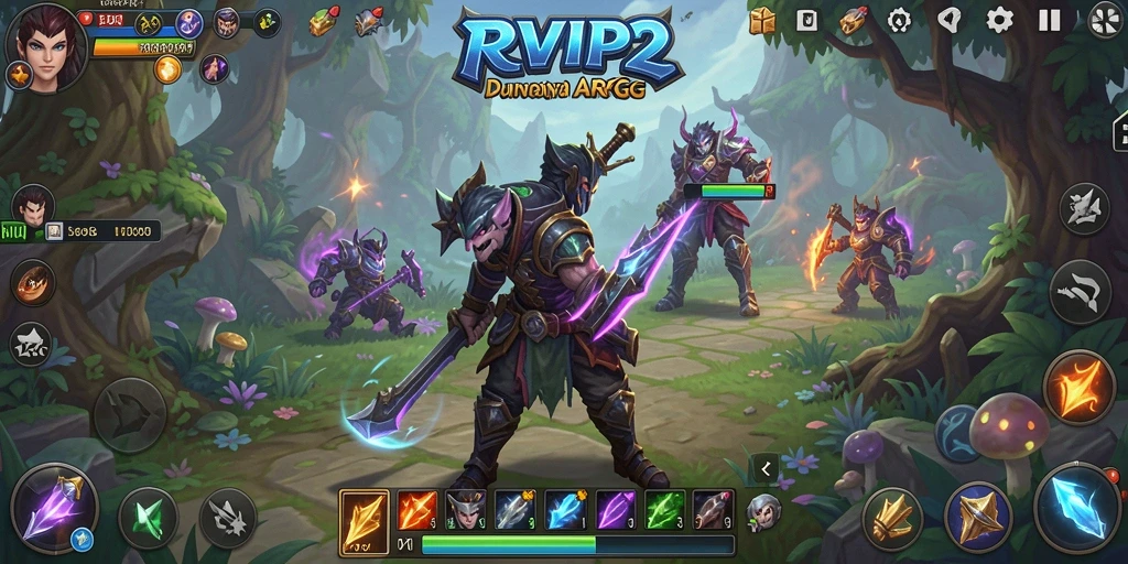 Screenshot permainan RVIP2 menampilkan pertarungan seru di dunia ARPG.