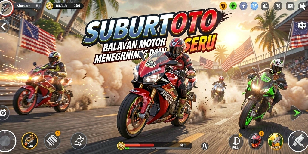 Gameplay SUBURTOTO yang intens dan menegangkan di lintasan balap.