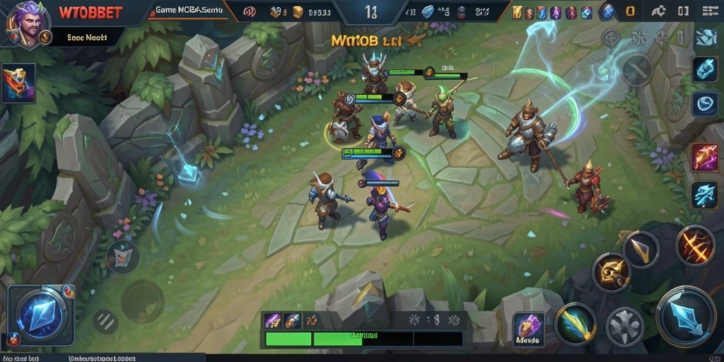 Tangkapan layar permainan WTOBET dengan aksi MOBA yang seru.