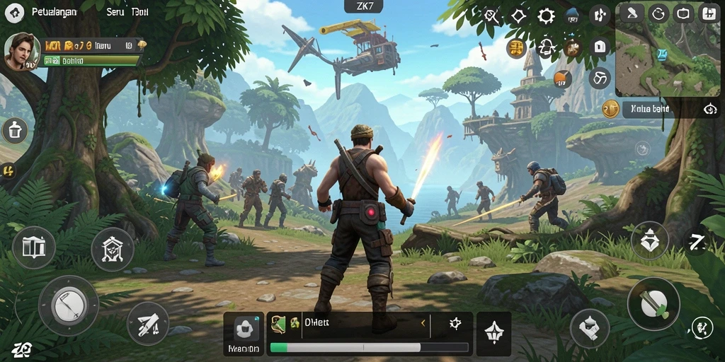 Gameplay ZK7 dengan petualangan seru di dunia terbuka.